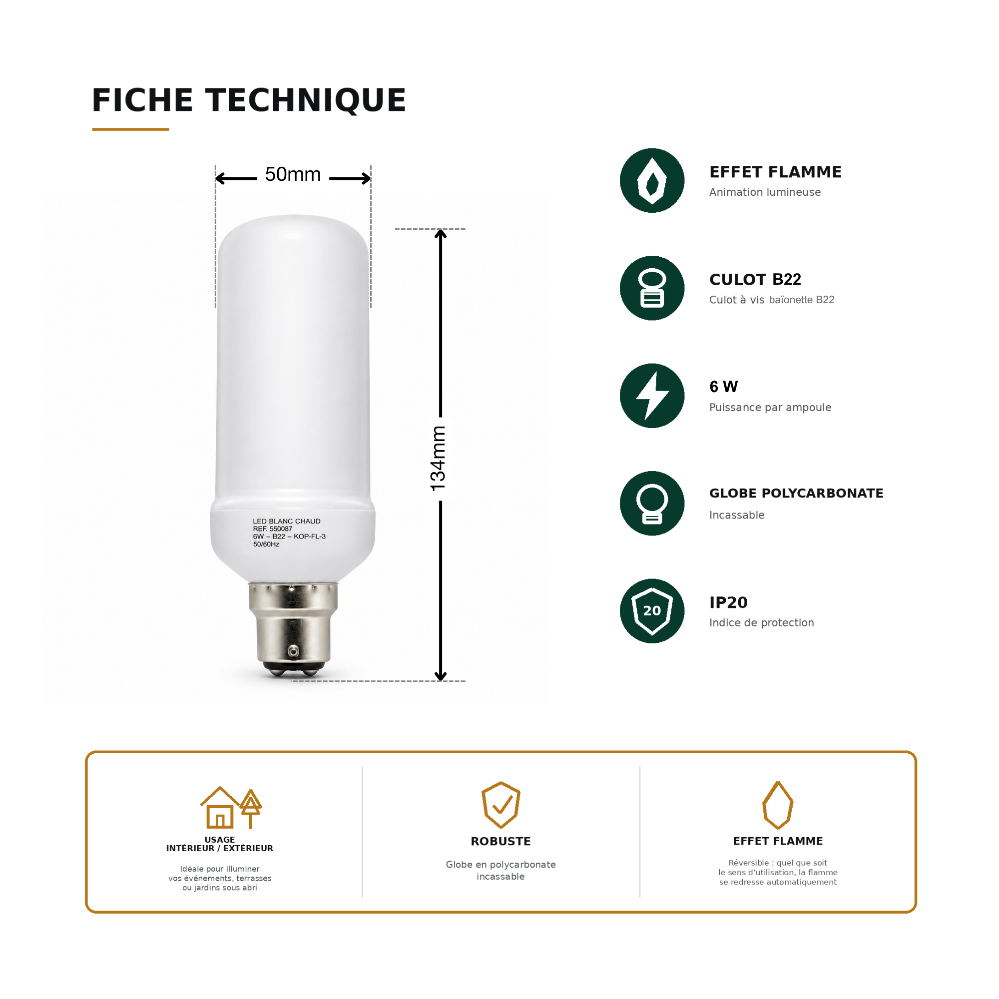 Ampoule flamme B22